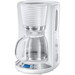 Russell Hobbs Digitale Kaffeemaschine Inspire weiss, programmierbarer Timer, 1,25l Glaskanne, bis 10 Tassen, Warmhalteplatte, Abschaltautomatik, 1100W, Filterkaffeemaschine 24390-56