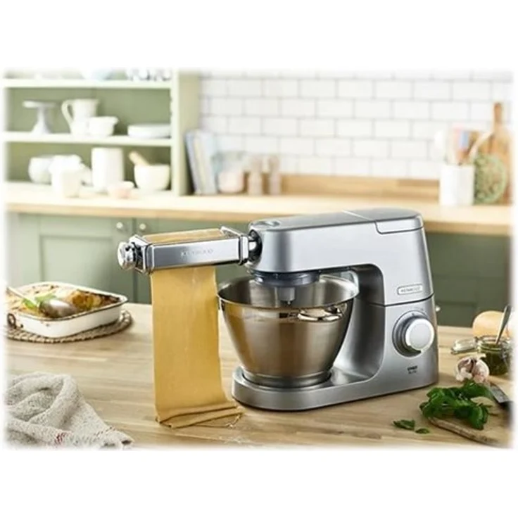 Kenwood Pasta-Set MAX980ME Zubehör für Kenwood Küchenmaschinen, elektrische Nudelmaschine mit Lasagne-Walze und Spaghetti und Fettuccine Aufsatz, Edelstahl, silber – Bild 2