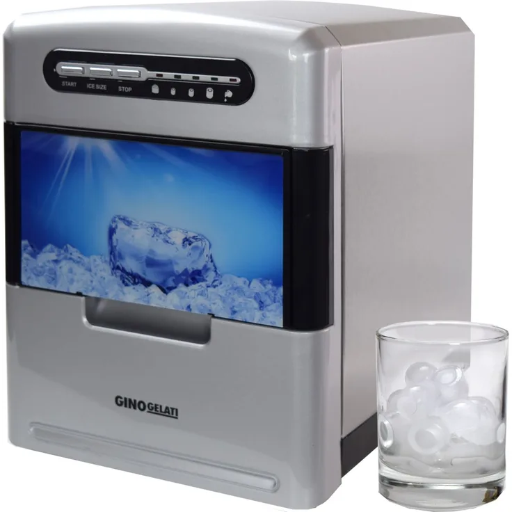 Syntrox Digitaler Edelstahl Eiswürfelbereiter mit Bedienfeld und Kontrollleuchten