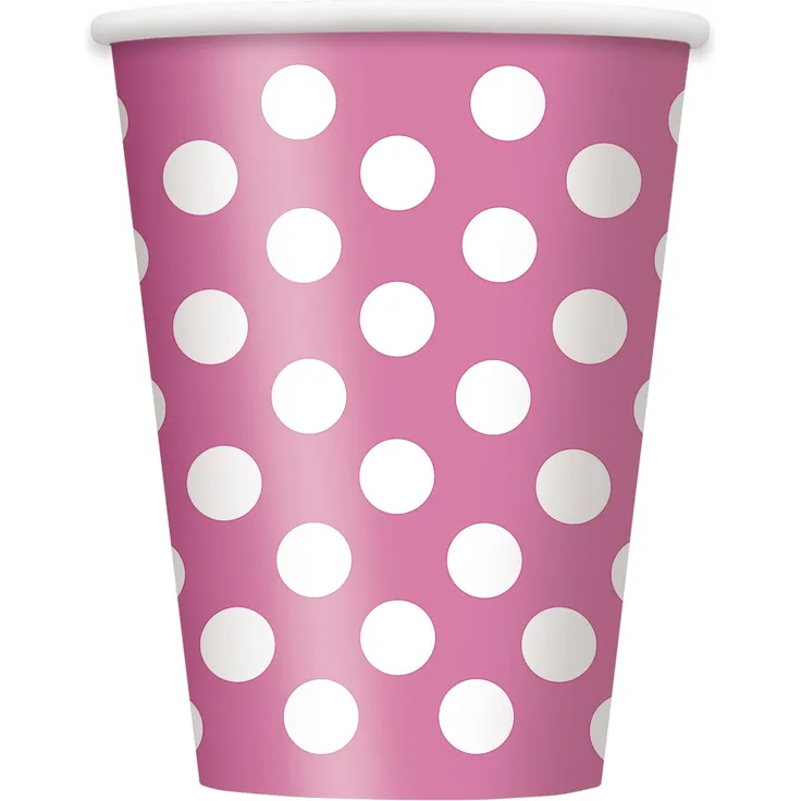 Unique Party Supplies Pappbecher, gepunktet, 340 ml, 6 Stück