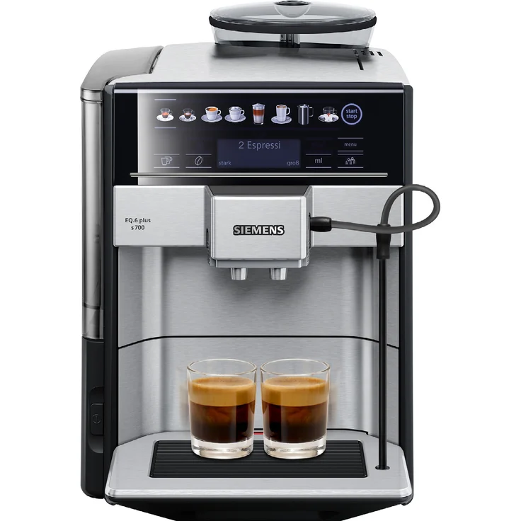 Siemens EQ.6 plus s700 Kaffeevollautomat TE657503DE, automatische Reinigung, Direktwahl, zwei Tassen gleichzeitig, 1.500 Watt, Edelstahl, mit Milchsystem – Bild 1