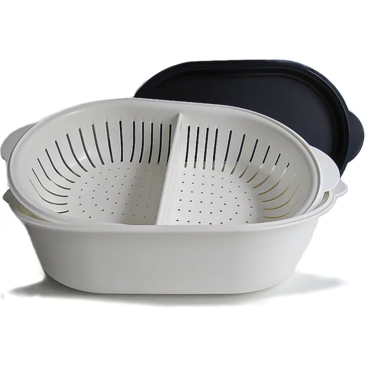 TUPPERWARE Küchenhelfer Sieb Super Servierstar 4,0 L schwarz-weiß Küchenchef