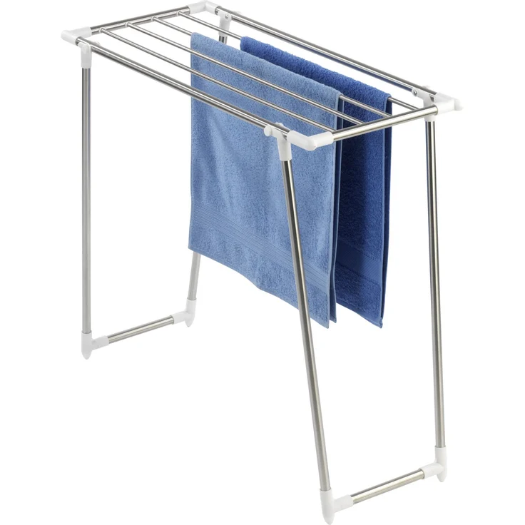 Wenko Wäschetrockner Profi Single, Wäscheständer extra schmal, für Balkon und Badewanne, 5,5 m Trockenlänge, Edelstahl rostfrei, 87 x 79 x 39 cm, matt – Bild 1