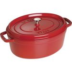 Staub 1103306 Cocotte-Bräter, oval mit Deckel 33 cm, 6,7 L, mit mattschwarzer lierung im Inneren des Topfes, kirschrot
