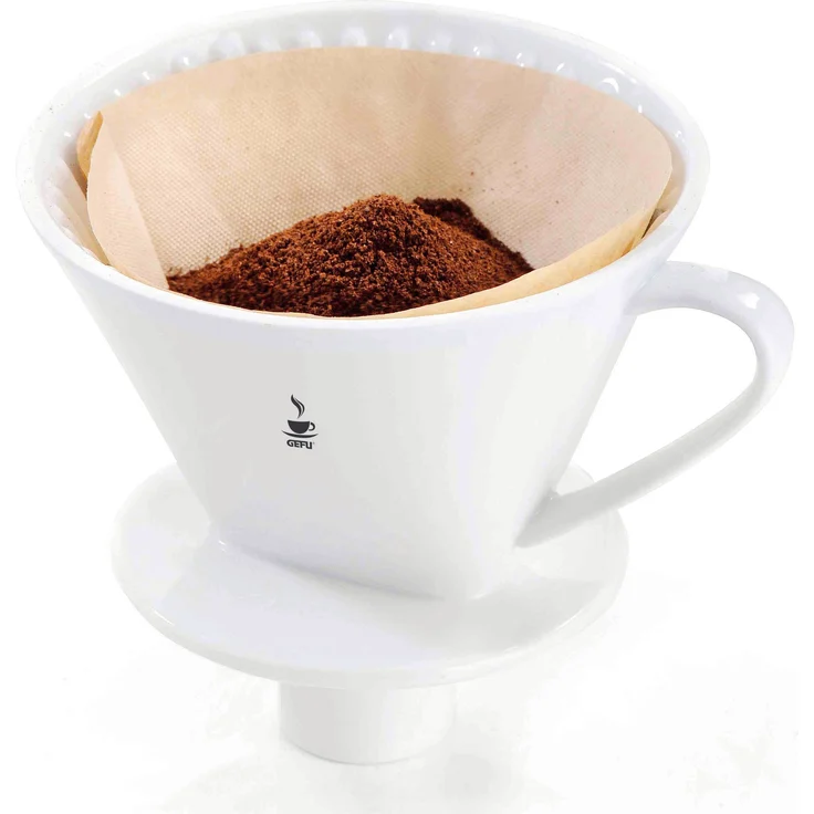 Gefu 16020 Kaffee-Filter Sandro, Größe 4 aus weißem Porzellan - Wiederverwendbarer Handfilter für aromatischen Kaffee