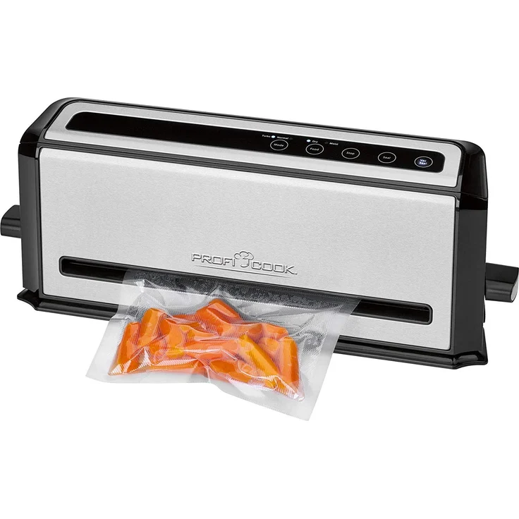 Profi Cook PC-VK 1133 Edelstahl-Vakuumiergerät, Lebensmittel bleiben vakuumiert bis zu 8x länger frisch, Elektronisches Sensor Touch-Bedienfeld – Bild 1