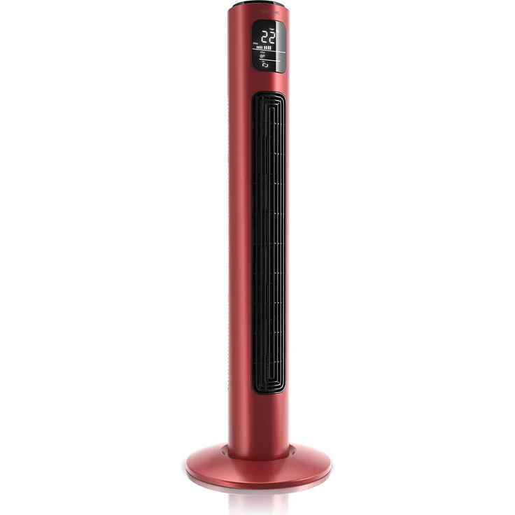 Brandson Turmventilator mit Fernbedienung und Oszilation 60° - Standventilator - Säulenventilator - 96 cm - Ventilator mit 3 Geschwindigkeitsstufen - Modell 2020 GS Zertifiziert - rubinrot