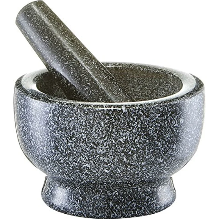 Zeller 24501 Mörser und Stößel-Set, Granit, anthrazit, ca. 13 x 13 x 8 cm – Bild 1