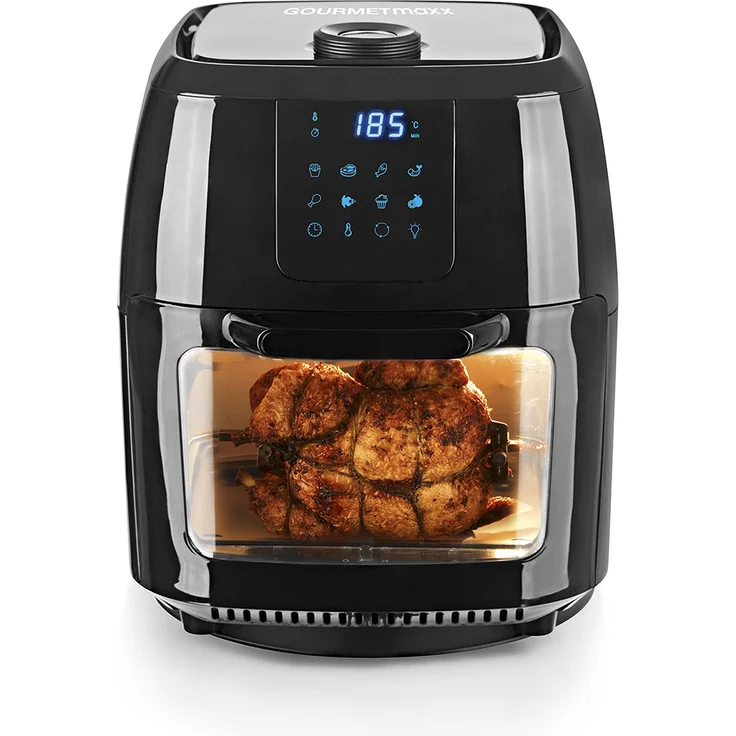 GOURMETmaxx 02095 Heißluftfritteuse Digital, Fritteuse, Ofen & Drehgrill in einem, ohne Öl, Schwarz, 9 L, 1800 Watt – Bild 1