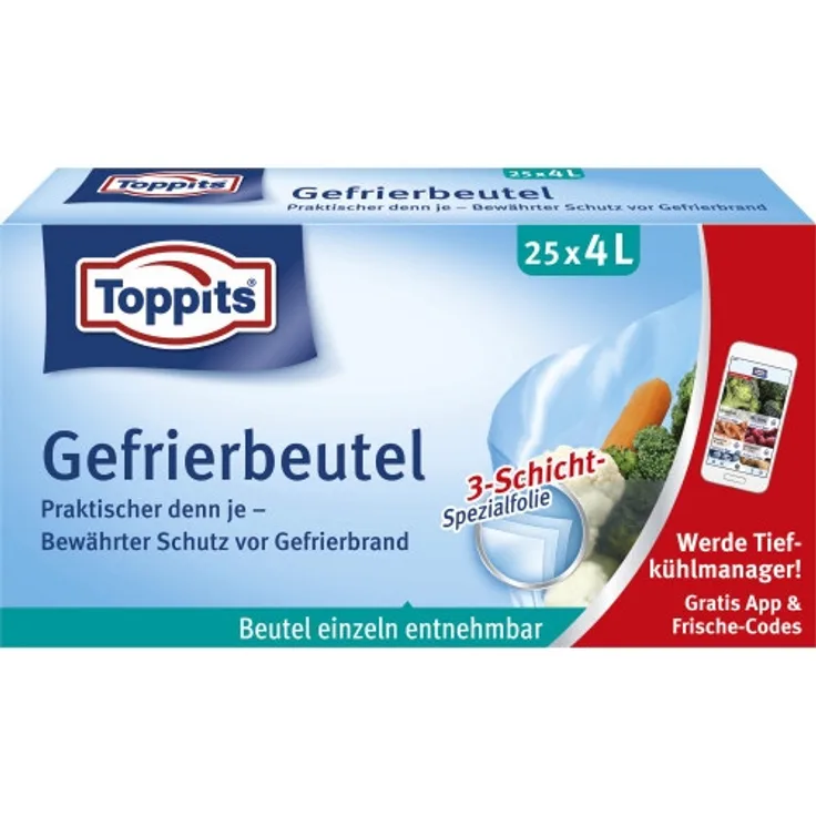 Toppits Gefrierbeutel Normal 4L 25 Stück