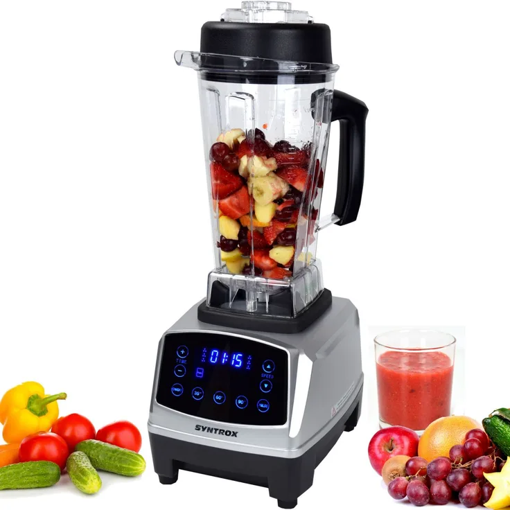Syntrox Standmixer Digital, 1500 Watt, 40000 U-Min, 2 Liter, 6 Edelstahlklingen, LCD-Anzeige