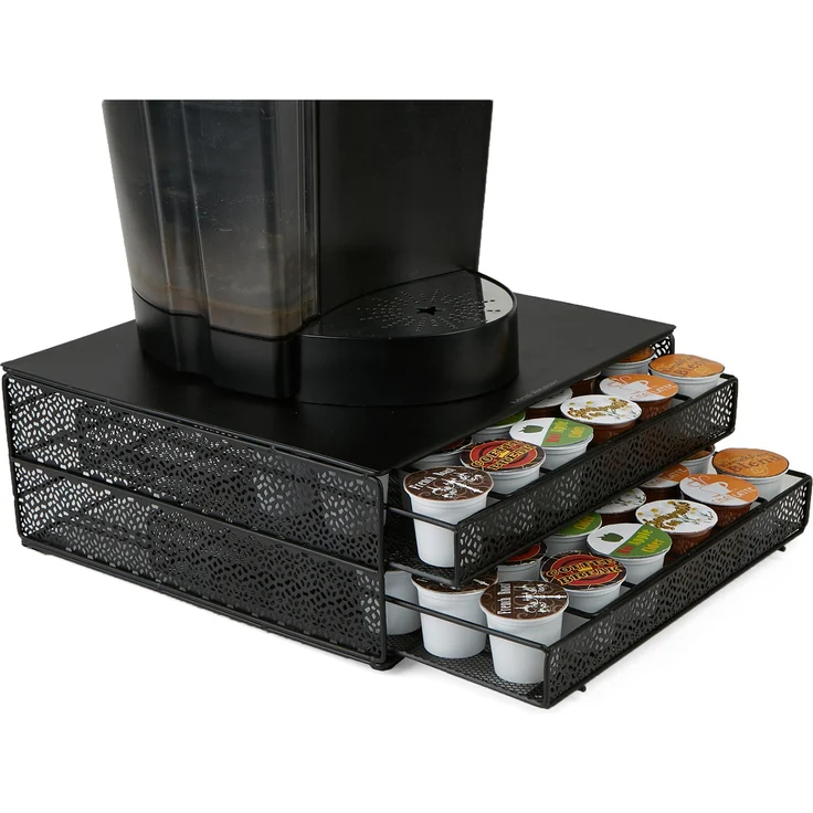 Mind Reader MTRAY-BLK Aufbewahrungsbox für Kaffeekapsel, Metallnetz, Schwarz Quadrat, 72 Kapazität 72 Capacity schwarz – Bild 1