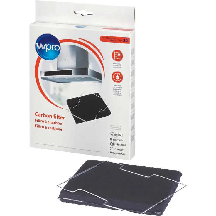 Wpro CFW020-1 – filtre en charbon pour hotte type de circulation d'air 020, Convient pour de nombreux modèles (notamment Ikea et Bauknecht)