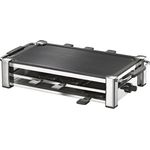 Rommelsbacher RCC 1500 Raclette-Grill extra langes Kabel 2m, Tischgrill für 8 Personen, gerippte Alu-Druckguss-Grillplatte, Xylan Plus Antihaftbeschichtung, Parkdeck, 1500 W chrom