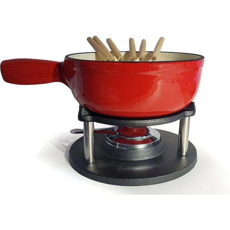 osoltus BBQ Gusseisen Fondue Käsefondue Emaille beschichtet rot – Bild 1