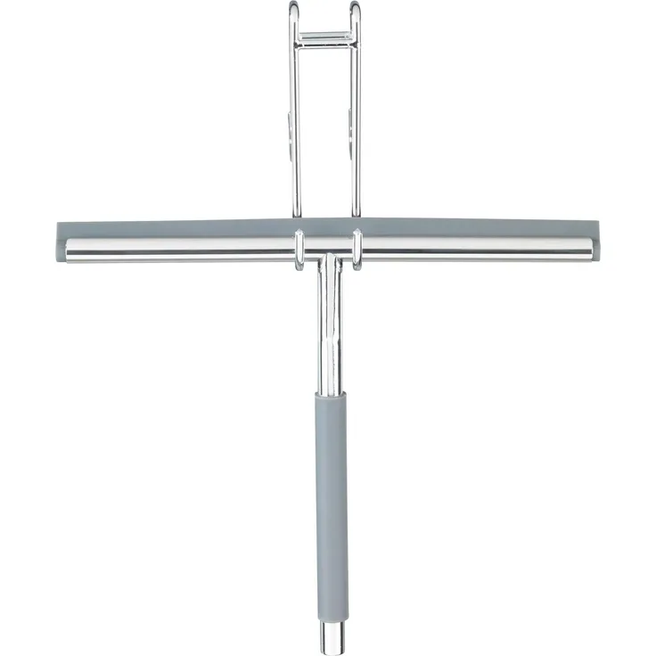 WENKO 21305100 Badezimmerwischer Cave, Duschabzieher, mit Hängevorrichtung, Edelstahl rostfrei, 21,5 x 26 cm, glänzend