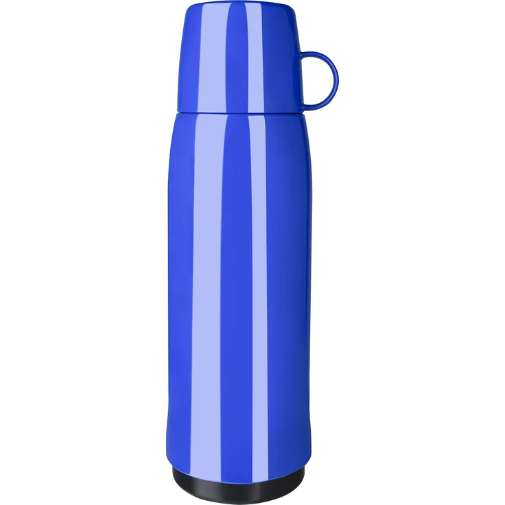 Emsa 518515 Rocket Isolierflasche, 0,9 Liter, 12h heiß, 24h kalt, mit doppelwandigem Isolierkolben aus Glas, BPA frei, blau