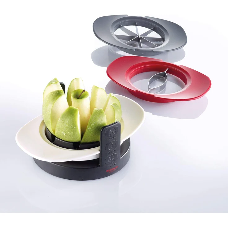 Westmark Apfel--Tomaten--Mangoschneider, Stapelbar mit Schneidschale-Aufbewahrungsständer, ABS-Rostfreier Edelstahl, Tutti Frutti, Schwarz-Rot-Grau-Weiß, 51142260 – Bild 1