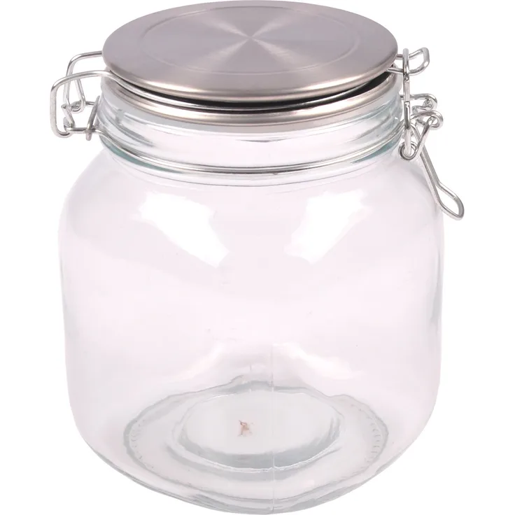 Drahtbügelglas 1L mit Edelstahl-Deckel Vorratsglas Aufbewahrungsglas Vorratsdose