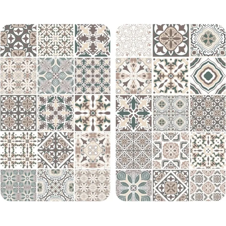 WENKO Herdabdeckplatte Universal Kachel, 2er Set Herdabdeckung für alle Herdarten, Gehärtetes Glas, 30 x 52 cm, mehrfarbig