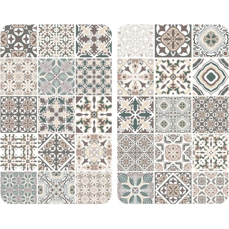 WENKO Herdabdeckplatte Universal Kachel, 2er Set Herdabdeckung für alle Herdarten, Gehärtetes Glas, 30 x 52 cm, mehrfarbig – Bild 1