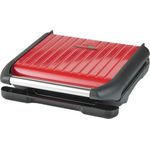 George Foreman 25040-56 Fitnessgrill Family Steel, Kontaktgrill, Panini- und Sandwichgrill, 28 x 17 cm große Grillfläche für bis zu 5 Portionen, Edelstahl-rot