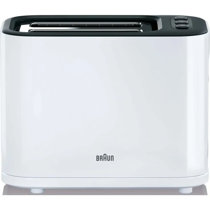 Braun HT 3010 WH Toaster | Doppelschlitz | Herausnehmbare Krümelschublade | Aufwärm- und Auftaufunktion | 7 Röstgrade | Separater Brötchenaufsatz | Weiß