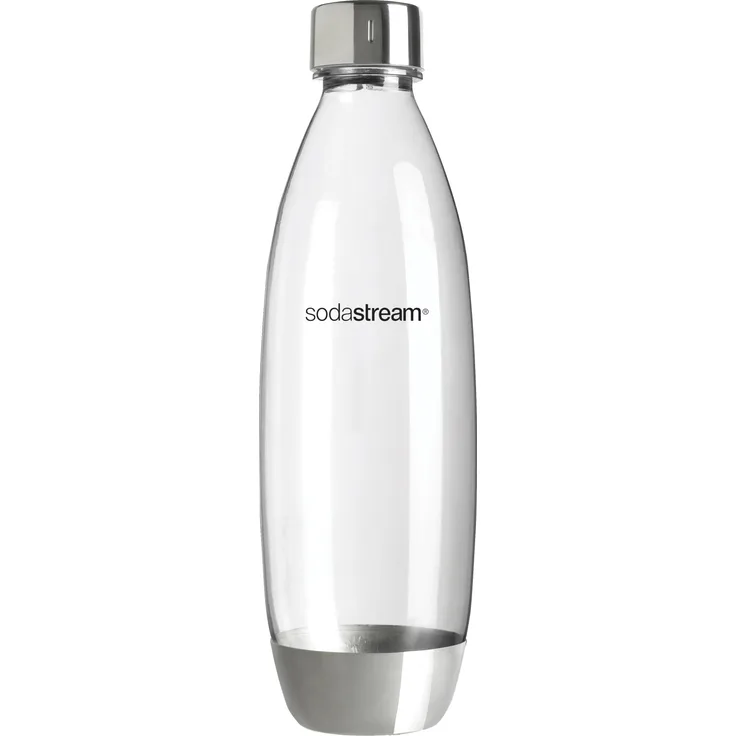 SodaStream Fuse PET-Flasche Ersatzflasche für SodaStream Wassersprudler mit Einklick-Mechanismus, 1L, mit Edelstahlelementen