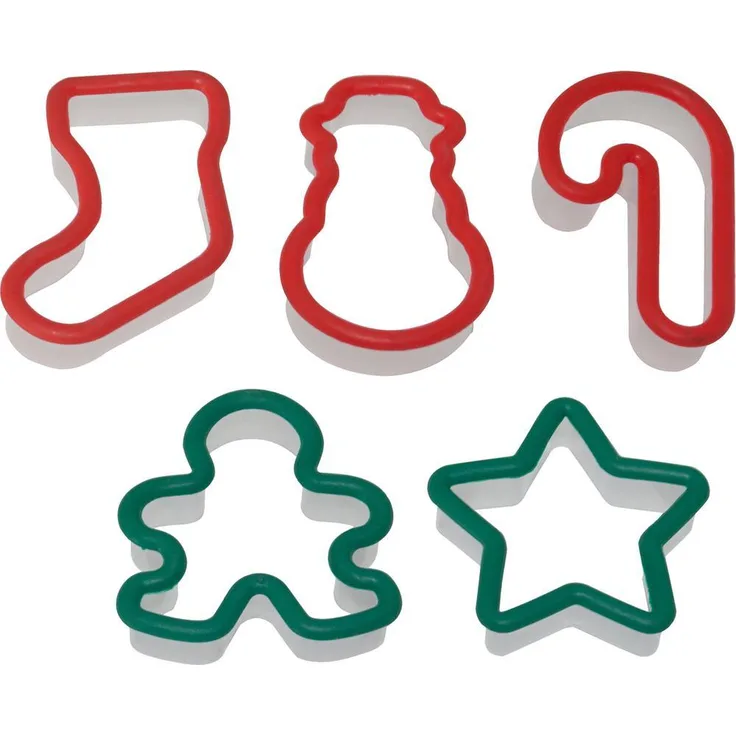 Westmark Kinder Keks-Ausstechformen-Set mit Weihnachtsmotiven, 5-tlg, Je 7-9 cm, Kunststoff, Grün-Rot, 30572230
