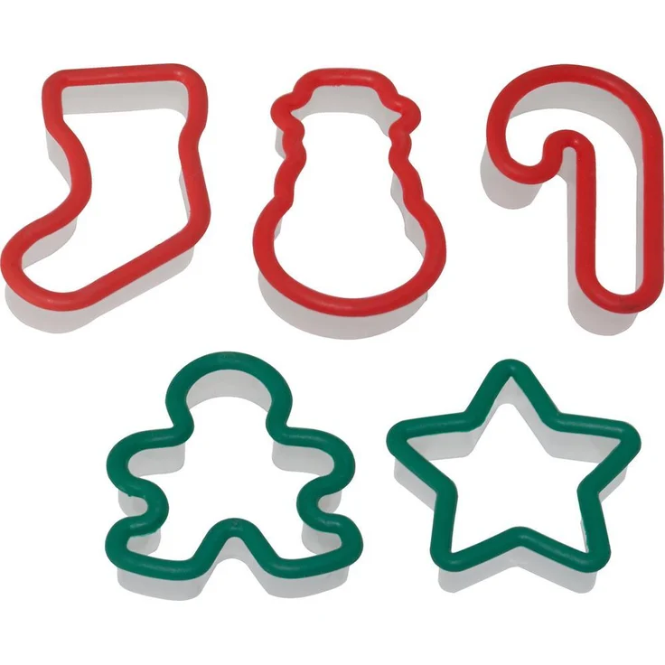Westmark Kinder Keks-Ausstechformen-Set mit Weihnachtsmotiven, 5-tlg, Je 7-9 cm, Kunststoff, Grün-Rot, 30572230
