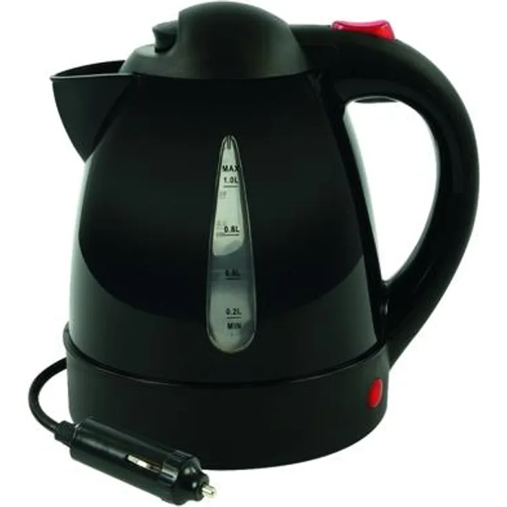 Wasserkocher, 12V, 150W, 1L, schwarz