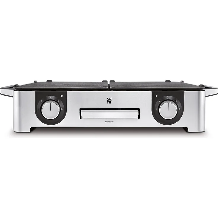 WMF Lono Master-Grill, Elektrogrill, 50 x 28 cm, Tischgrill elektro mit Windschutz und Auffangschale, Outdoorzertifiziert für Barbecue, 2 getrennt regulierbare Grillflächen, 2400 W, edelstahl matt – Bild 2