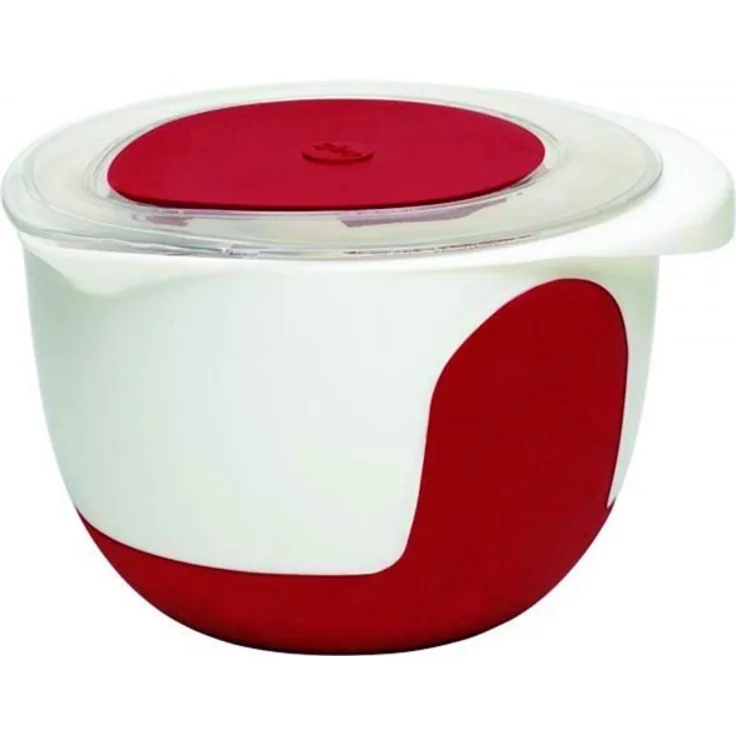Emsa 508018 Rührtopf mit Deckel, 2 Liter, Abriebfeste Skala, Weiß-Rot, Mix & Bake
