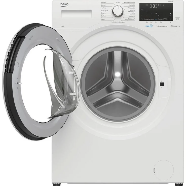 Beko WYA81643LE1, Frontlader-Waschmaschine, C, Fassungsvermögen 8 kg, Standgerät, Wollprogramm, Überlaufschutz – Bild 2