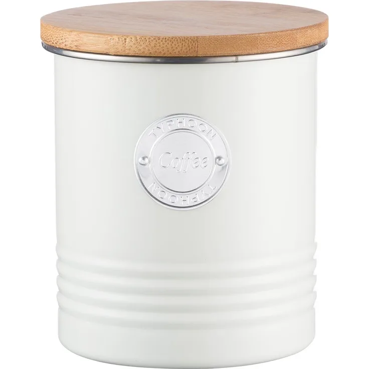 Typhoon Living Collection Kaffee, pastellcreme, 1 Liter Vorratsbehälter, Stahl, Holz, Silikon, Creme