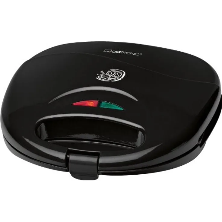 Clatronic ST 3477 Sandwichtoaster, 3-eckige Sandwichplatten, automatischer Temperaturregler, mit 2 Kontrollleuchten, Antihaftbeschichtung, Überhitzungsschutz, schwarz
