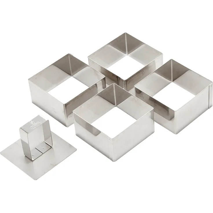 Gobel 887980 Box mit 4 Formen mit Stößel, quadratisch, Edelstahl