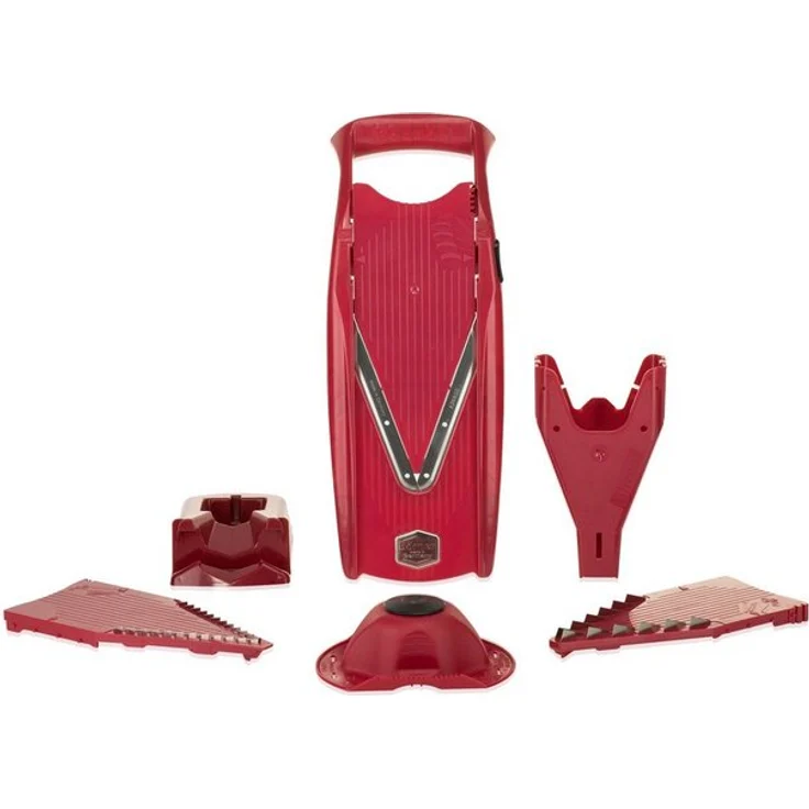 Börner Gemüsehobel V5 PowerLine Profi Set, Kunststoff, mit 2 Messereinschüben und Dockingstation rot – Bild 1