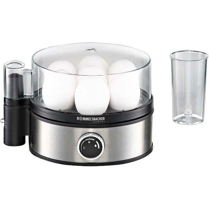 Rommelsbacher Eierkocher ER 400 - für 1-7 Eier, einstellbarer Härtegrad, elektronische Kochzeitüberwachung, Ein-Ausschalter, Signalton am Kochzeitende, Edelstahlgehäuse, 400 Watt – Bild 1