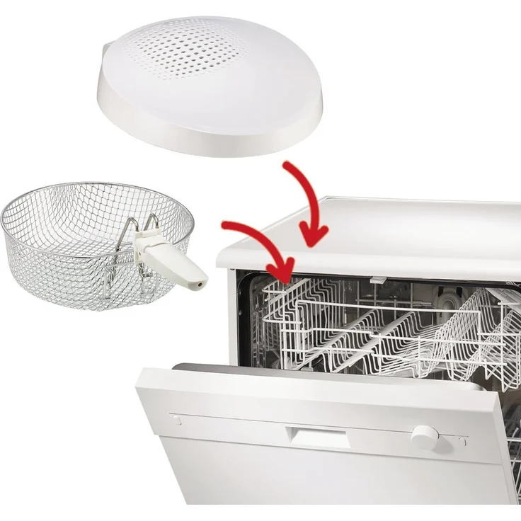 Tefal FF1001 Maxi Fry Fritteuse, 1.900 Watt, Kapazität 1,2 kg, Fritteuse mit Öl, wärmeisoliert, regelbare Temperatur, automatische Deckelöffnung, knusprige Pommes, leichte Reinigung weiß – Bild 3