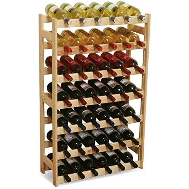 MODO24 Weinregal, Holz, unbehandelt, 63 x 25 x 102 cm, 17-Einheiten