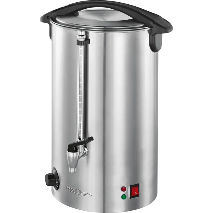 ProfiCook PC-HGA 1111 Heißgetränke-und Glühweinautomat, Edelstahlgehäuse, 16 L, Füllstandsanzeige, massiver Metall-Zapfhahn, 1500 Watt, inox