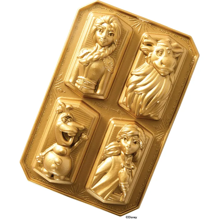 Nordic Ware 94378 Disney Frozen 2 Cast Character Cakelet Pan 3-4 Cup Cavities Gold