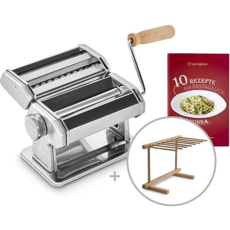 Springlane Nudelmaschine Nonna inkl. Rezeptheft & Nudeltrockner Silber – Bild 1
