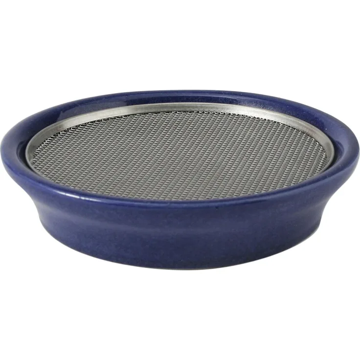 Eschenfelder Kressesieb aus Edelstahl, Keramikschale 12cm - blau