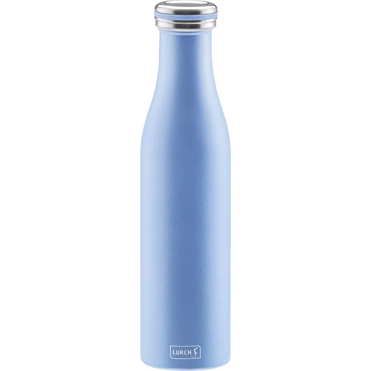 Lurch 240960 Thermo-Flasche für heiße und kalte Getränke aus Doppelwandigem Edelstahl, 0,75l, Pearl Blue
