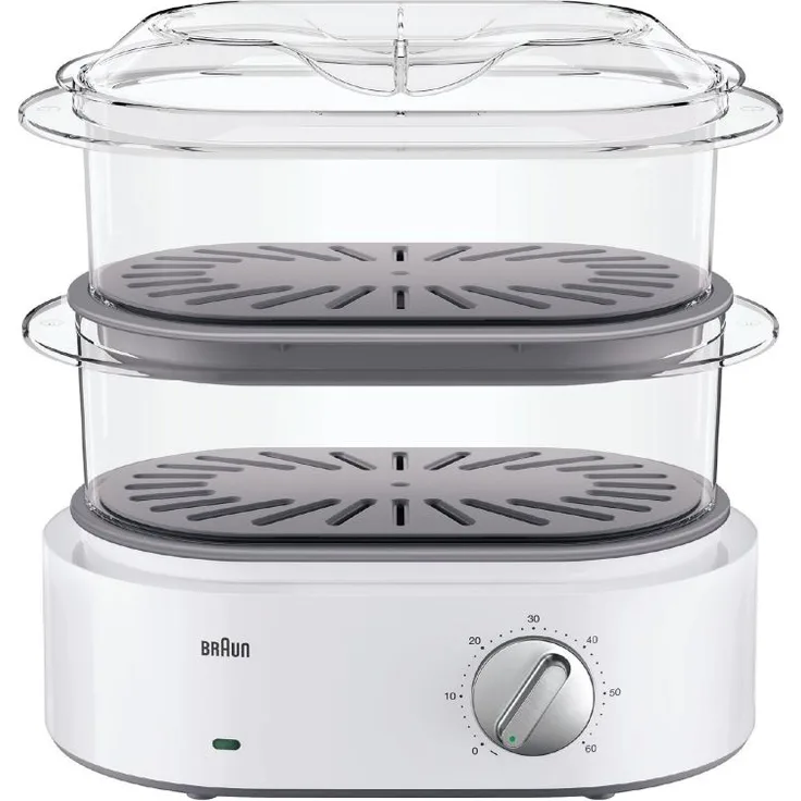 Braun Dampfgarer, weiß, 2 Garbehälter, 3,1 Liter Volumen, 850 Watt, FS 5100