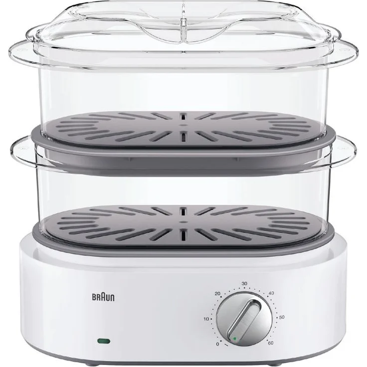 Braun Dampfgarer, weiß, 2 Garbehälter, 3,1 Liter Volumen, 850 Watt, FS 5100 – Bild 1