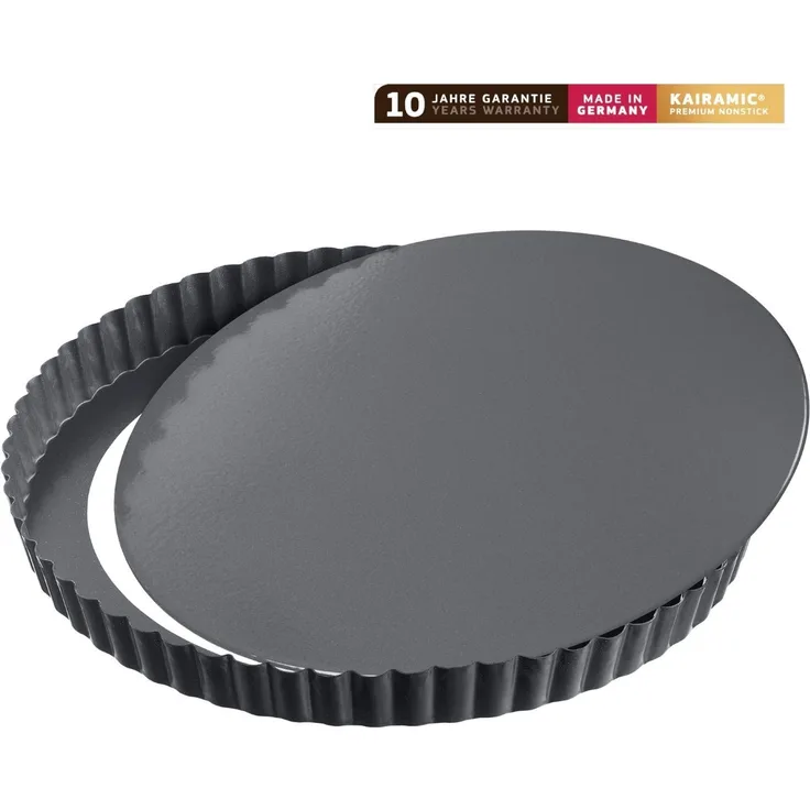 Kaiser La Forme Plus Tarteform mit Hebeboden 32 cm, Quiche Backform mit Wellenrand, leboden, antihaftbeschichtet, schnittfest