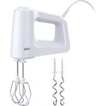 Braun MultiMix 3 Handmixer HM 3000 (450 Watt Handrührgerät, 5 Geschwindigkeitsstufen + Turbo-Funktion, inkl. Schneebesen und Knethaken) weiß